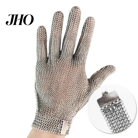 Stainless Steel Mesh Hand Protection Cut Resistant Glove Metal Adjustable Food Processing Gloves Wrist Buckle Multi-Purpose Butcher for Kitchen