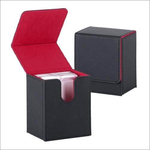 Trading Card Case [Clean Storage] 100 Card Storage Box with Magnetic Loader [Black] Trading Card Box Storage Deck Case Card Case Black