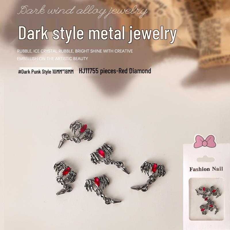 

Темный череп Ретро Chrome Hearts & Ангел Паук Аксессуары для ногтей - 5 штук