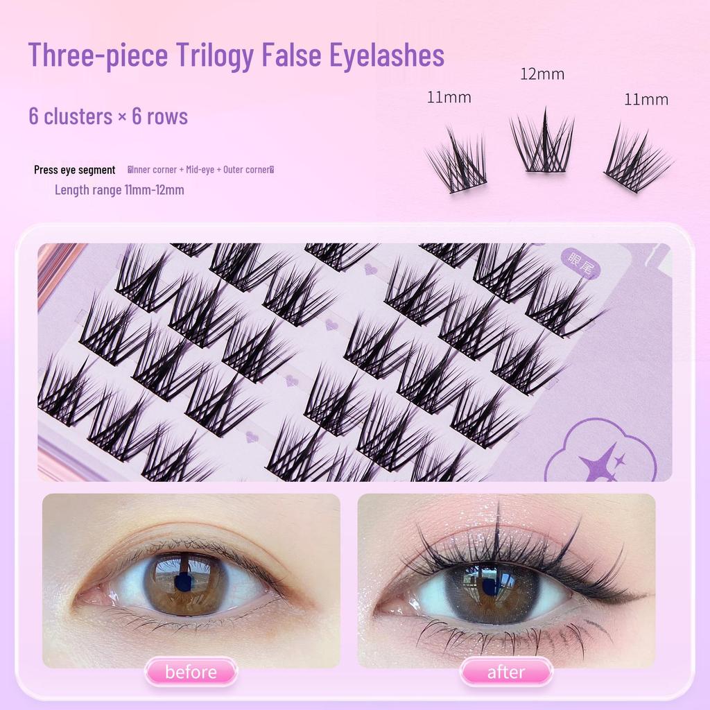 BQI Trilogy Nepwimpers: Drie Delige Set met Natuurlijke Krul en Fijne Steel voor een Manga-Geïnspireerde Look.
