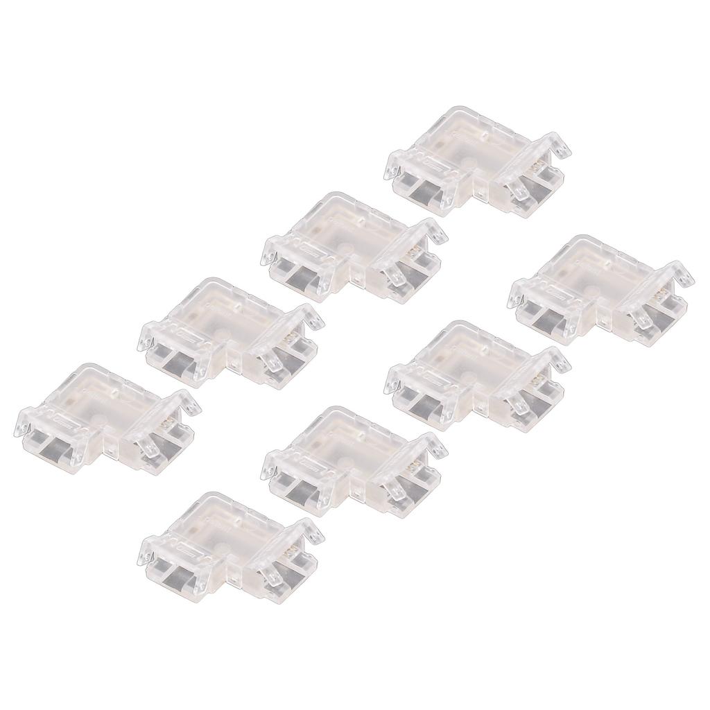 8PCS L Shaped LED Light Strip Connectors 4 Pin 10mm Transparent Gapless Solderless COB LED Adapter