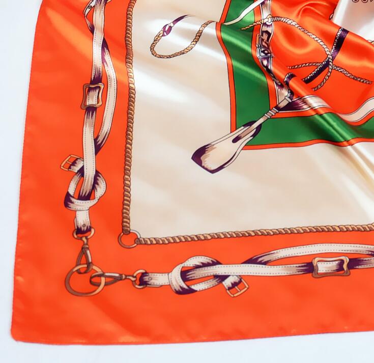 Lady Silk Scarf Shawl Fashion New Brand Chain Paddle Square Scarves Wraps 90*90cm Spring Autumn Muslim Head Scarf