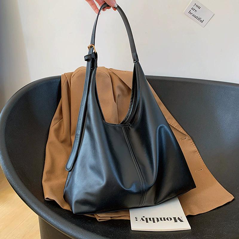 

Solid Color Women Hobo Bag, Large Capacity Fashion Shoulder Bag, Casual Versatile Crossbody Tote for Daily Commute чёрный
