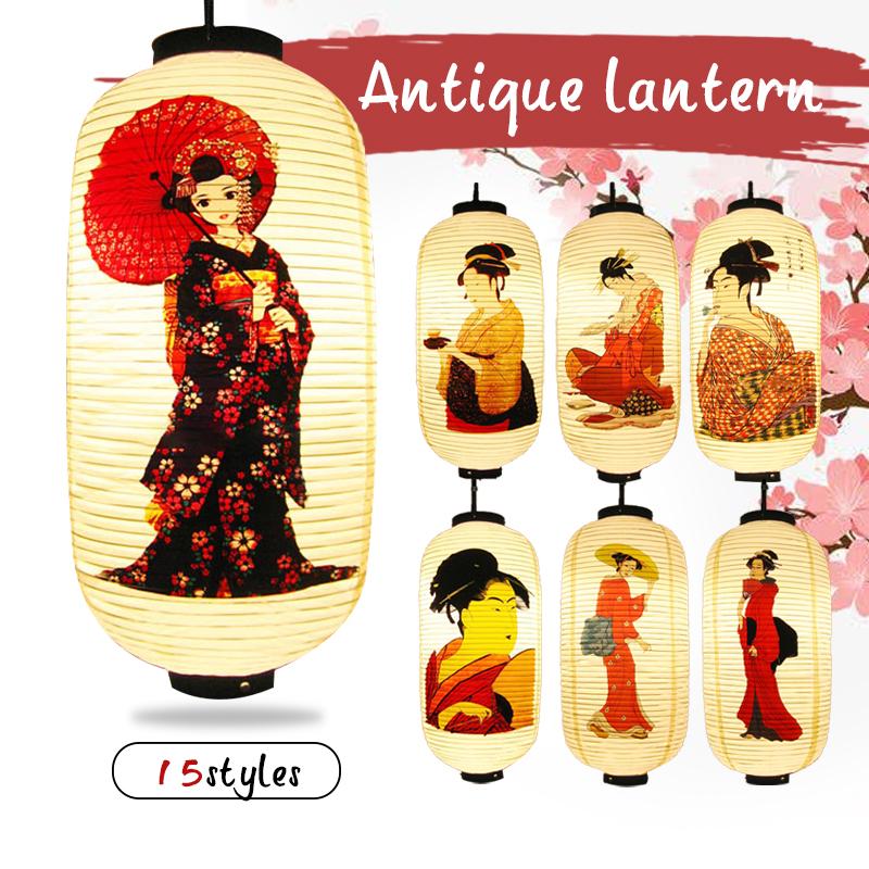 25*50cm Waterproof PVC Lantern Japanese Geisha Hanging Korean Ramen Sashimi Cuisine Shop Restaurant Pub Decor Outdoor Lanterns