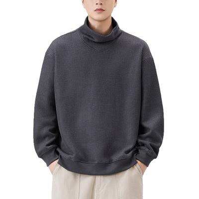 Πουλόβερ με μακριά μανίκια και ζιβάγκο κάθετης υφής, ανδρικό, μοντέρνο, πλεκτό πουλόβερ με σιλουέτα, ευέλικτο