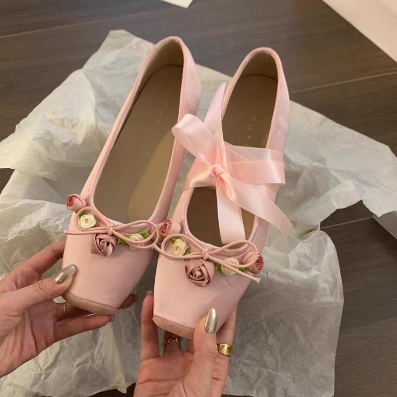 Women Flats Bow Marie Janes Shoes Elegant Wedding Shoes Lolita Dress Square Toe Shoes Designer Walking Shoes Female Zapatos
