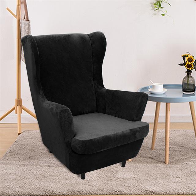 Thicken Velvet Wing Chair Cover Stretch Spandex Armchair Covers Warm Relax Sofa Cover Couch Slipcovers With Seat Cushion Covers