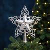 Christmas Seasonal Decor Glitter Star Tree Topper, Hollow Treetop Ornament, Sparkling Decoration for Holiday Home Party Window Display