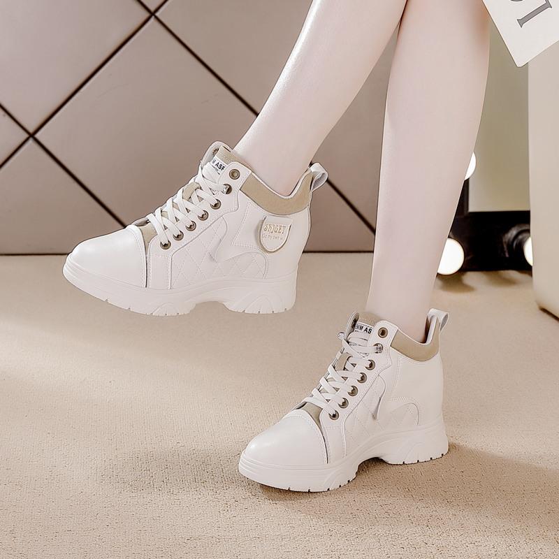 Inner Heightening Women's Shoes Autumn and Winter New Casual Shoes Elastic Band Wedge Heel Travel Shoes Short Martin Boots Women