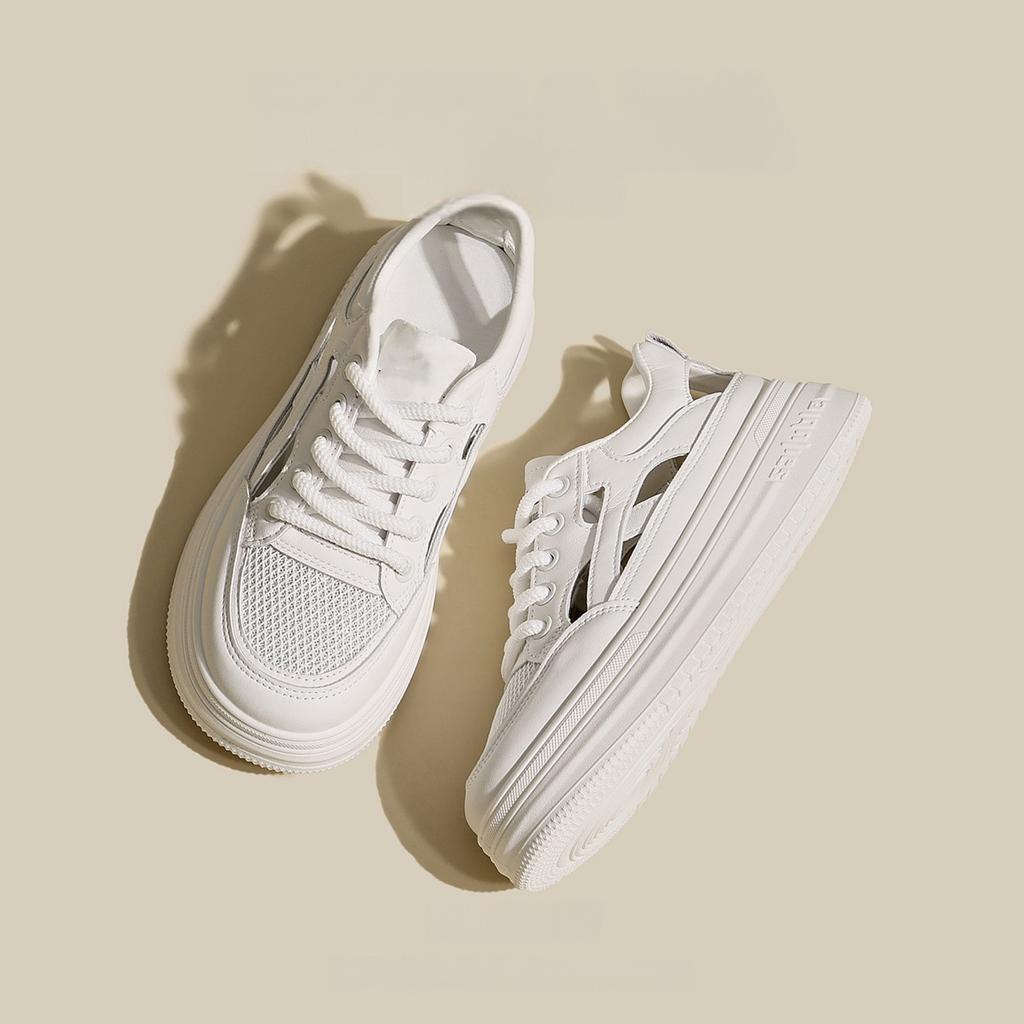 Breathable thin little white shoes women's spring and summer new muffin bottom thick sole versatile casual hollow sports shoes