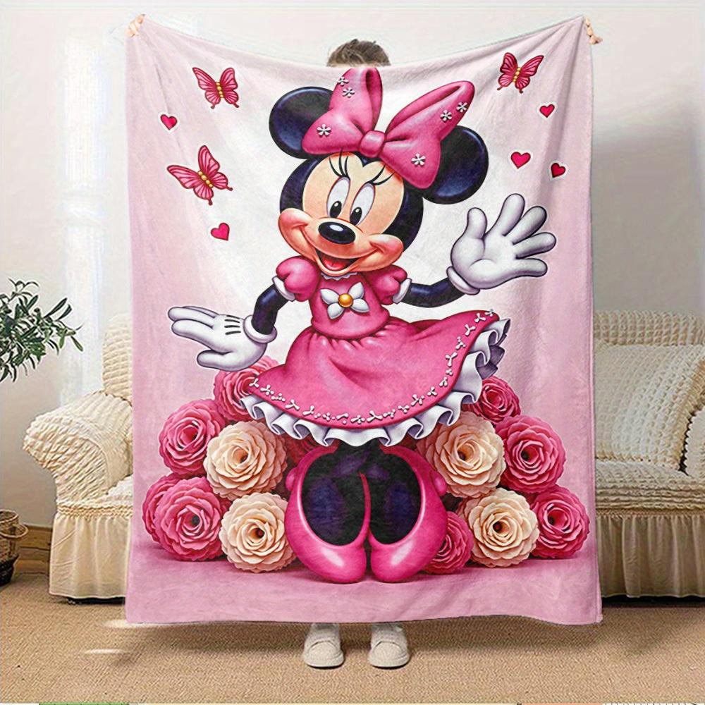 1pc Flannel Minnie Mouse Pink Bow Bedding Throw Blanket Sofa Cover Gift Home Decorative Lightweight