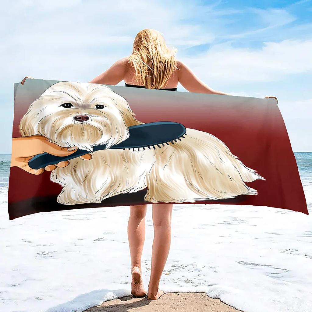 Shih Tzu Dog Beach Towel Soft Highly Absorbent Extra Large Personalized Pet Shih Tzu Towel Oversized Custom Travel Pool Towels