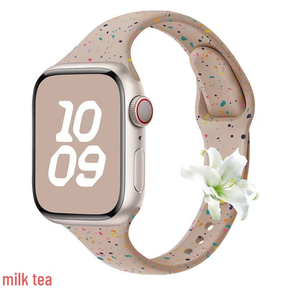 Kompatibel mit Apple Watch 6-10 T-förmiges schlankes Konfetti Silikon Sportarmband