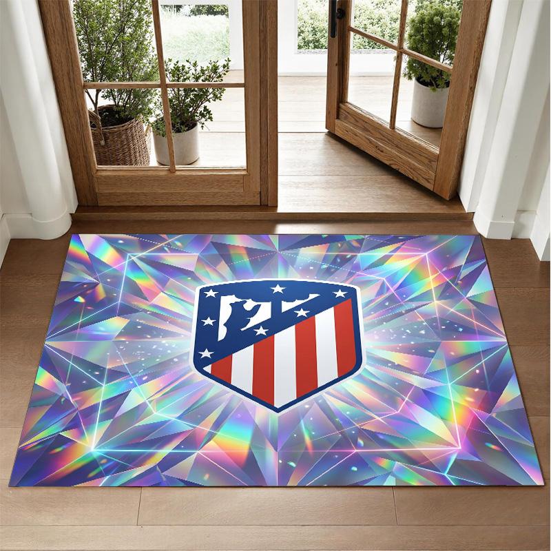 Atletico Madrid Design Crystal Velvet Rug Soft Decorative Mat for Bedroom Entrance