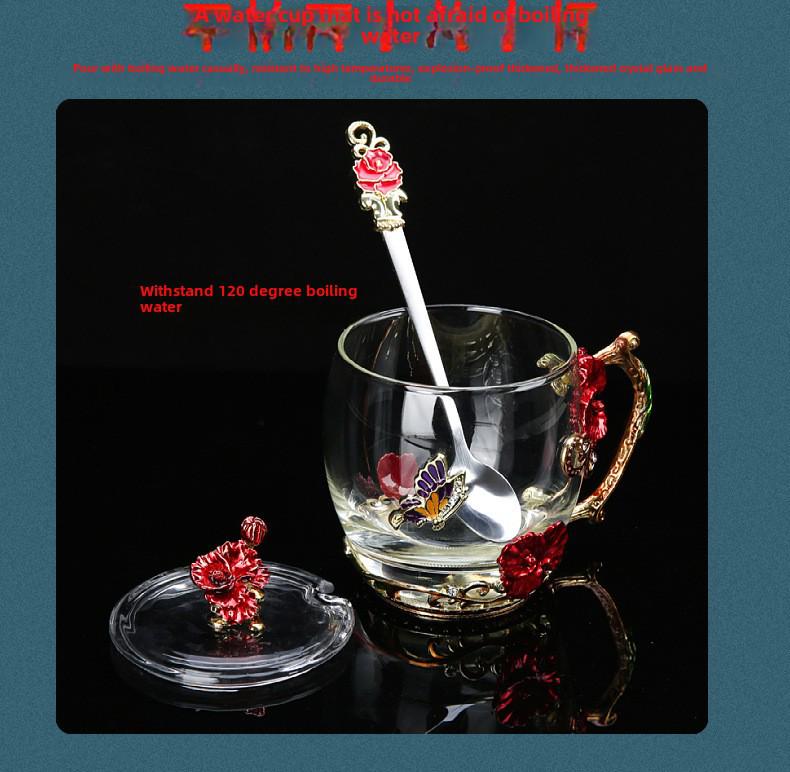 Creative Enamel-Colored Luxury Coffee & Milk Glass Cup Set for Living Room