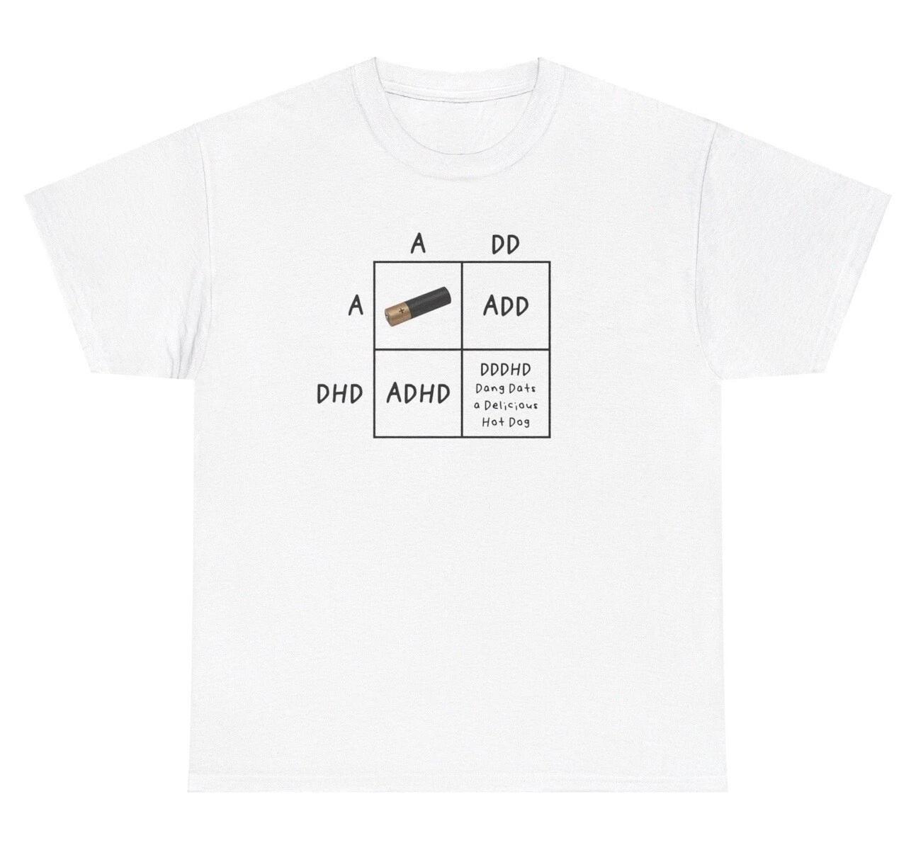 ADHD Meme T Shirt Funny Math Punnett Square Mental Health Stupid Dumb Humor Tee 2XL