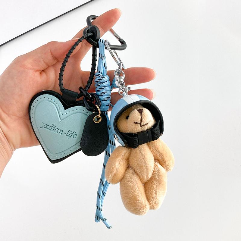 

Прекрасный Шлем Медведь Мотоциклетная Сумка Подвеска Ручной Работы Плетеный Веревочный Сердечко Сумка-Тоут Подвесные Украшения для Женщины и Девушки one size синий