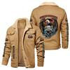 Hot Sale Eagle Skull Ha Lei Locomotive Autumn and Winter Fleece European Size Cotton Jacket Sports Jacket Men's Jacket