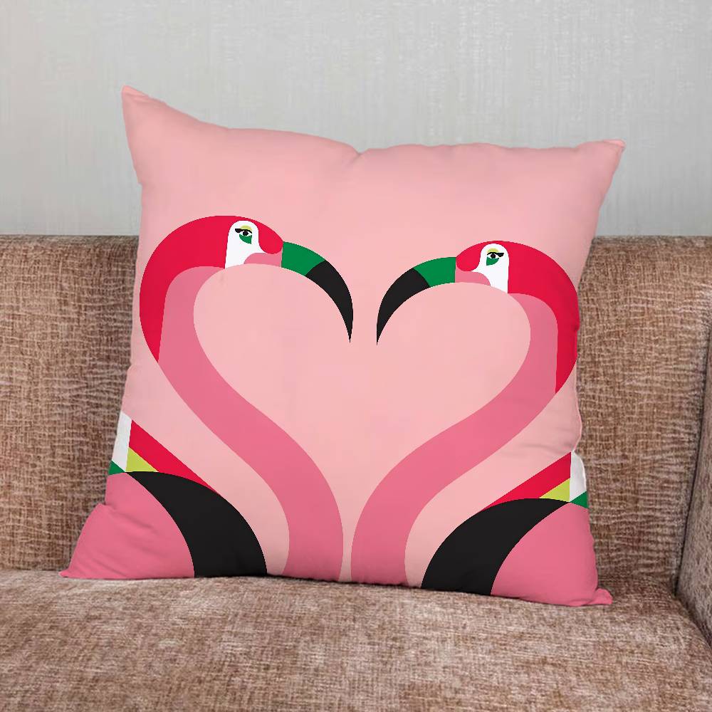 Flamingo Pillow Case For Home Bedroom Car Office Decoration Living Room Sofa Cushion Cover Suitable