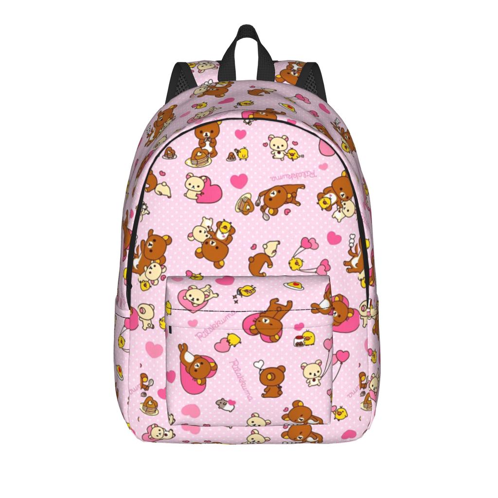 Rilakkumas Cartoon Backpack for Men Women Teenage Student Work Daypack Laptop Canvas Bags Outdoor