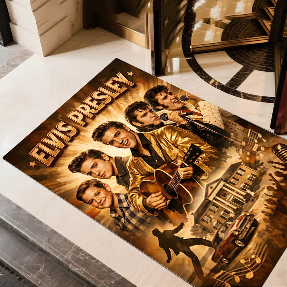 Elvis Presley: Rock Roll Carpet Perfect for Entryway Study room Balcony Game Room Anti-slip Rug Anime Office Decor Best for Christmas