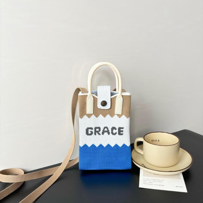 Mobile phone bag flower knitted bag niche versatile shoulder messenger bag trendy tote bag flower knitting