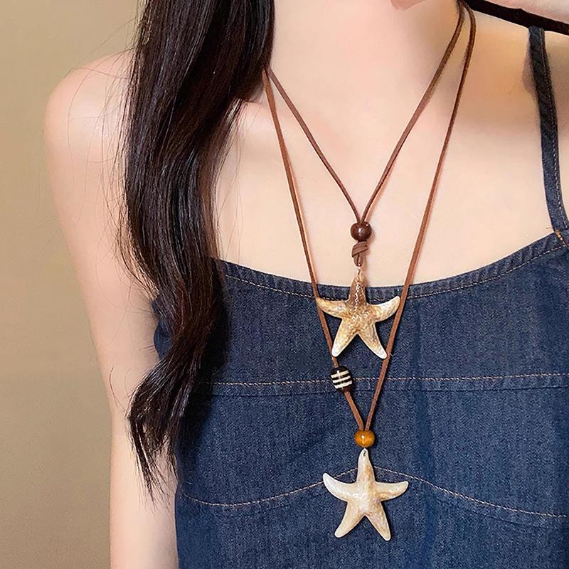 Ethnic Style Bodhi Flower Necklace For Women Girls Long Woven Flower Sweater Chain  Jewelry Accessories Birthday Gifts