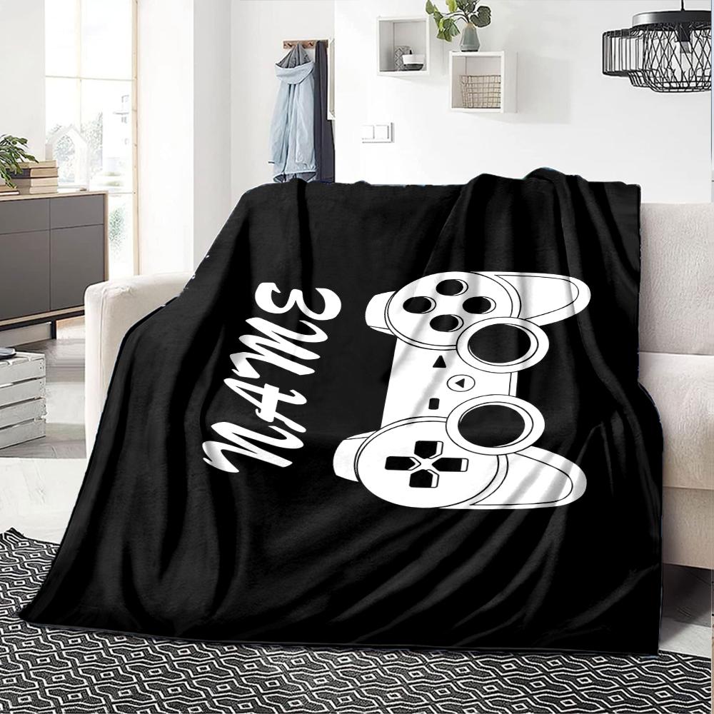 Custom Name Game Controller Theme Printed Blanket - Perfect for Couch, Bed, Travel & Outdoor Use | Machine Washable, Cozy & Durable.
