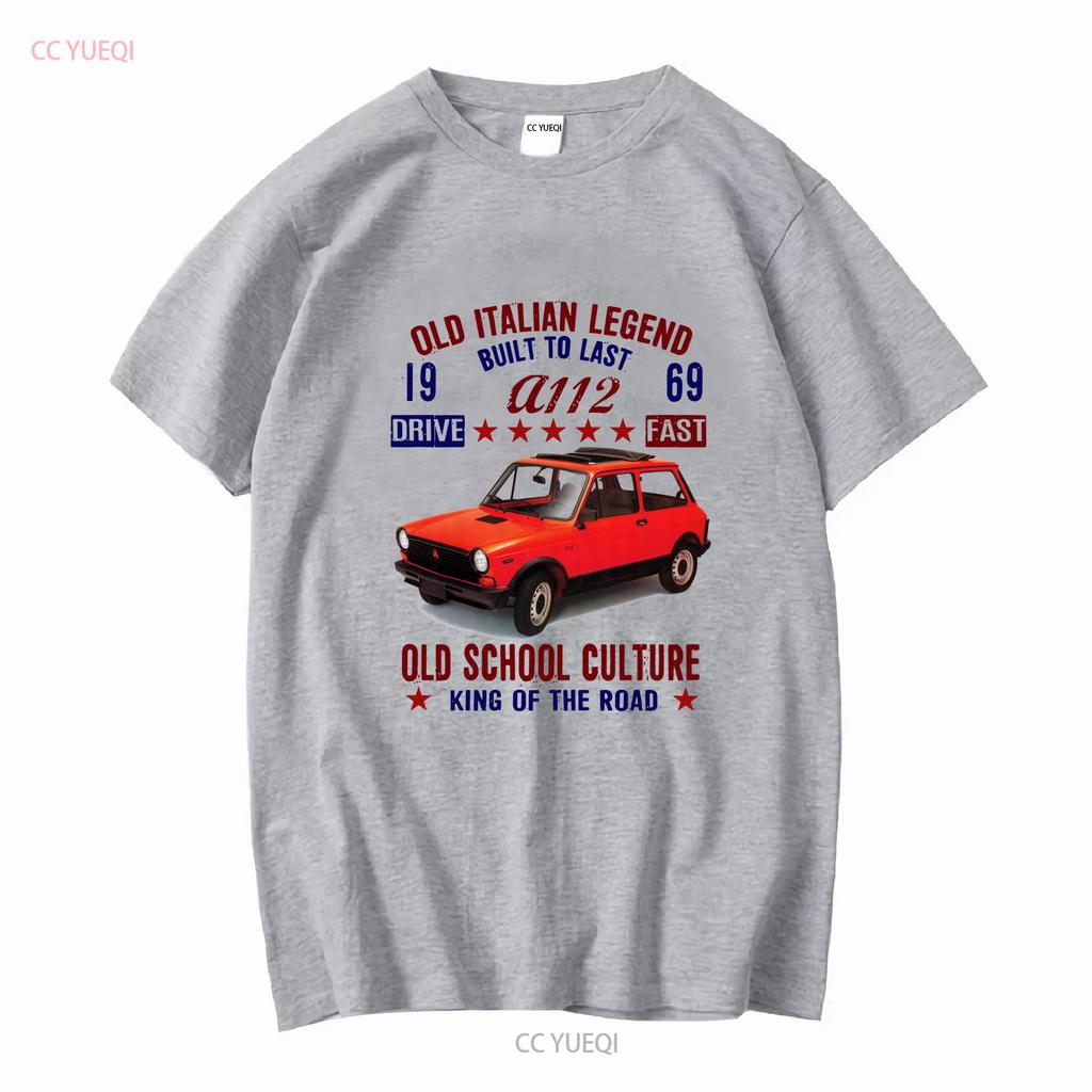 VINTAGE ITALIAN CAR AUTOBIANCHI A112 1969 NEW COTTON T SHIRT Long Sleeves Vintage Washed Unisex Fashion Graphic Stylish Soft