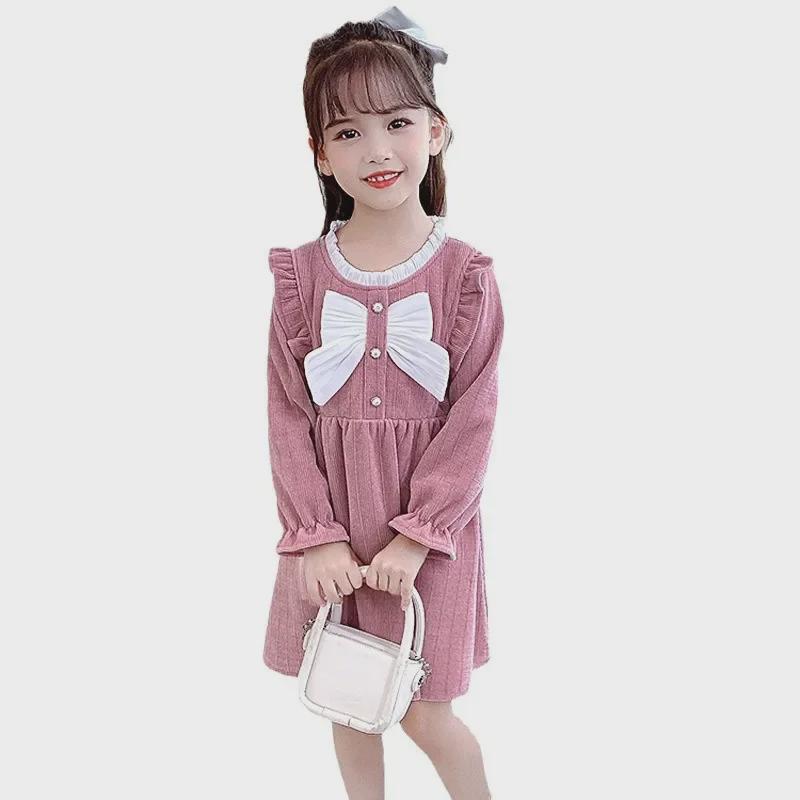 Stilvolles Prinzessinnenkleid: Niedlicher Herbst Schleife Kordrock für Mädchen