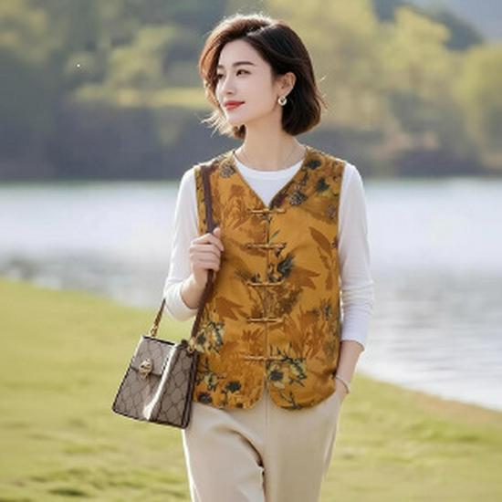 Spring 2026 Women s Chinese National Style Jacquard Vest - Age-Reducing Fashionable Outerwear 5XL