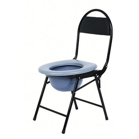 Foldable Commode Chair for Elderly & Pregnant Women: Home Bathroom & Shower Mobility Aid Commode Chair (Black Bucket) чёрный