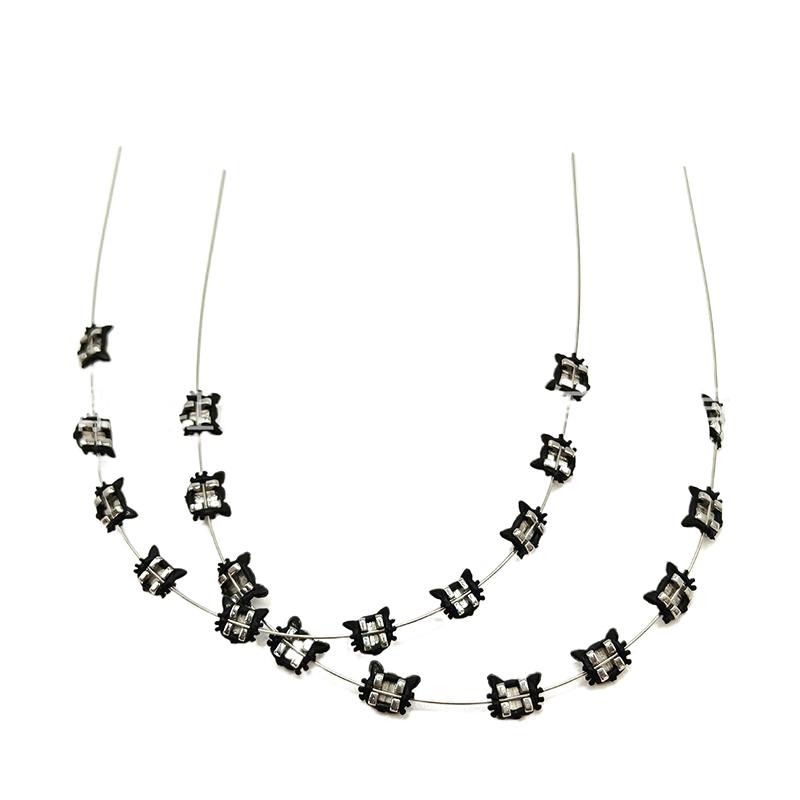 2Pcs Cartoon Cat Dental Metal Braces Archwire Without Hooks Metal Bracket And Ligature Ties Colorful Temporary Tooth Decoration