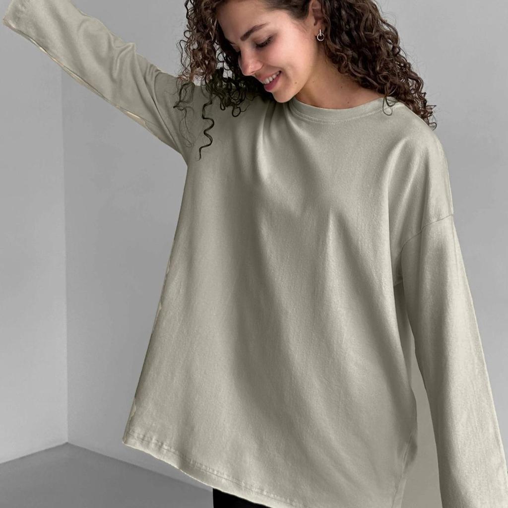 Magliette da Donna Oversize a Maniche Lunghe Basic Girocollo Maglietta Top Primavera Autunno Abbigliamento Casual da Allenamento Moda Casual Y2K Magliette a Maniche Lunghe Larghe da Donna