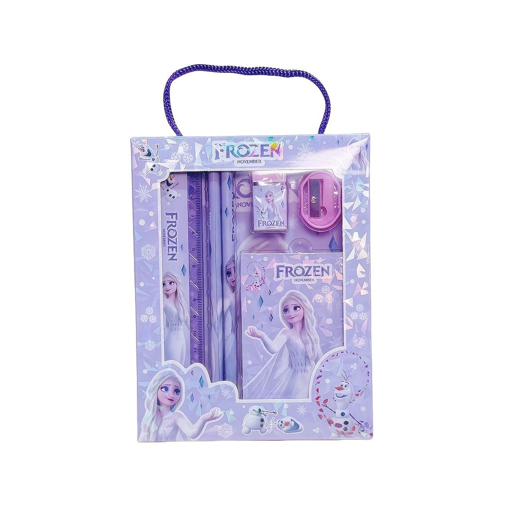 Disney Prinzessinnen-Stifteset, lila Design mit Lineal, Radiergummi und Büro-Schreibwaren-Geschenkbox für Schulanfang und Feiertagsgeschenke