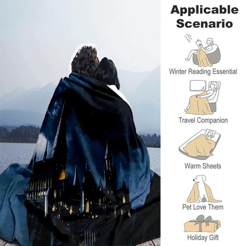 Hogwarts Castle Night Sky Desktop WallpaperPrint Blanket, Soft Blanket For Sofa Office Bed And Travelling Daughter Birthday Gift esj116