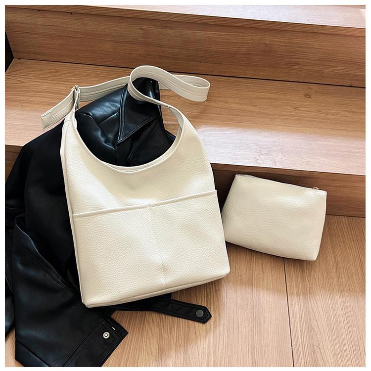 Stylish 2024 New Korean Fashion Pu Bucket Bag Chic Simple Crossbody Handbag
