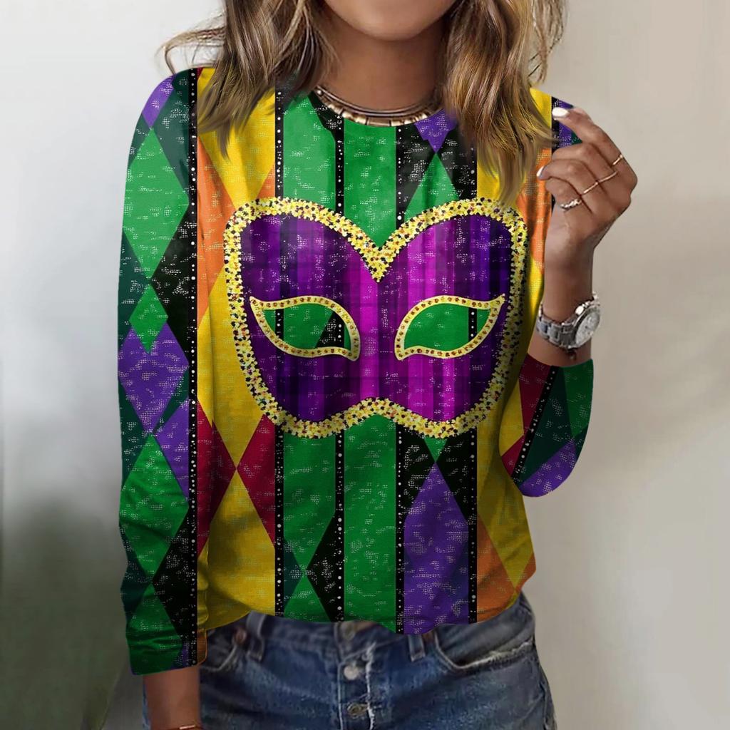 Damen Locker Bequem Lässig Mode Rundhals Weihnachts-Print Langarm Kapuzenpullover