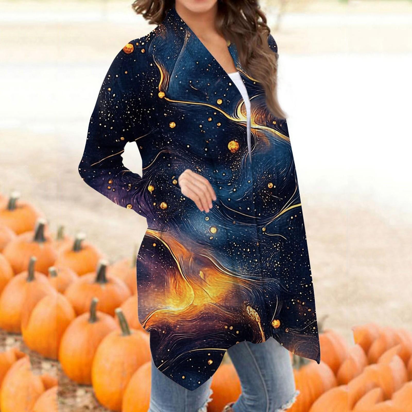 

Жіночий Модний Повсякденний Ретро Кардиган Піджак Середньої Довжини з Принтом XL Темно-синій