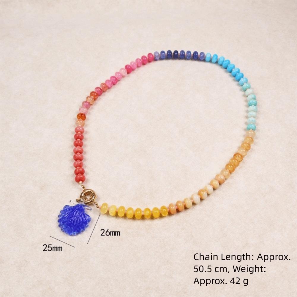 Bohemian Rainbow Beaded Necklace Ocean Style Choker Necklace New Flower Pendant Necklace  Jewelry