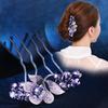 Korean Rhinestone Four-Prong Hair Fork Floral Bun Maker