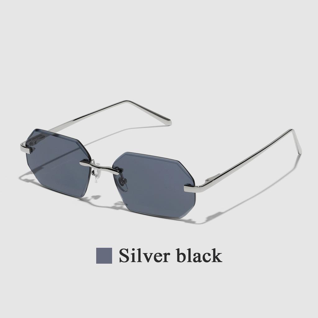 Ruiao Sunglasses Men Brand Designer Fashion Rimless Sun Glasses Shades Diamond Cut Lens Ladies Frameless Metal Eye glasses