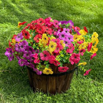 Artificial Flowers for Outdoor,4 Color No Fade UV Resistant Fake Flowers,Faux Plants for Outside Hanging Planters,Artificial Plants for Indoor Porch