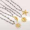 Stainless Steel Personality Sun Star Moon Pendant Necklace Creative Design Black And White Rope Necklace