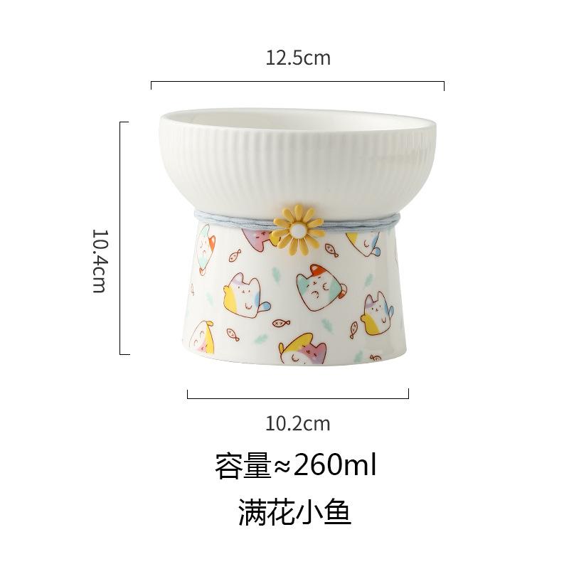 Ceramic Cat Bowl Anti Black Chin Non Spill Water Dish Pet Food Feeder for Cats and Dogs