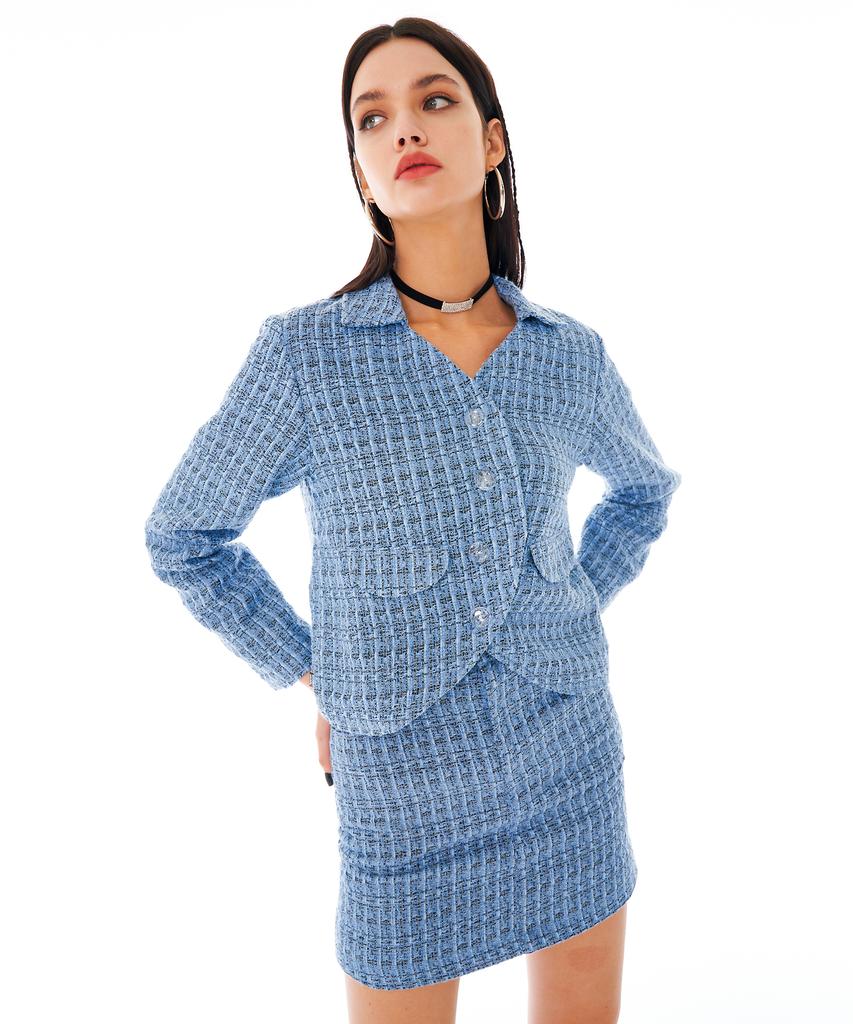 Ader Worldly Tulip Tweed Skirt [Blue]