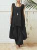 2024 Women's Asymmetrical Sleeveless Top & Loose Pants 2-Piece Set - Spring/Summer Sportswear