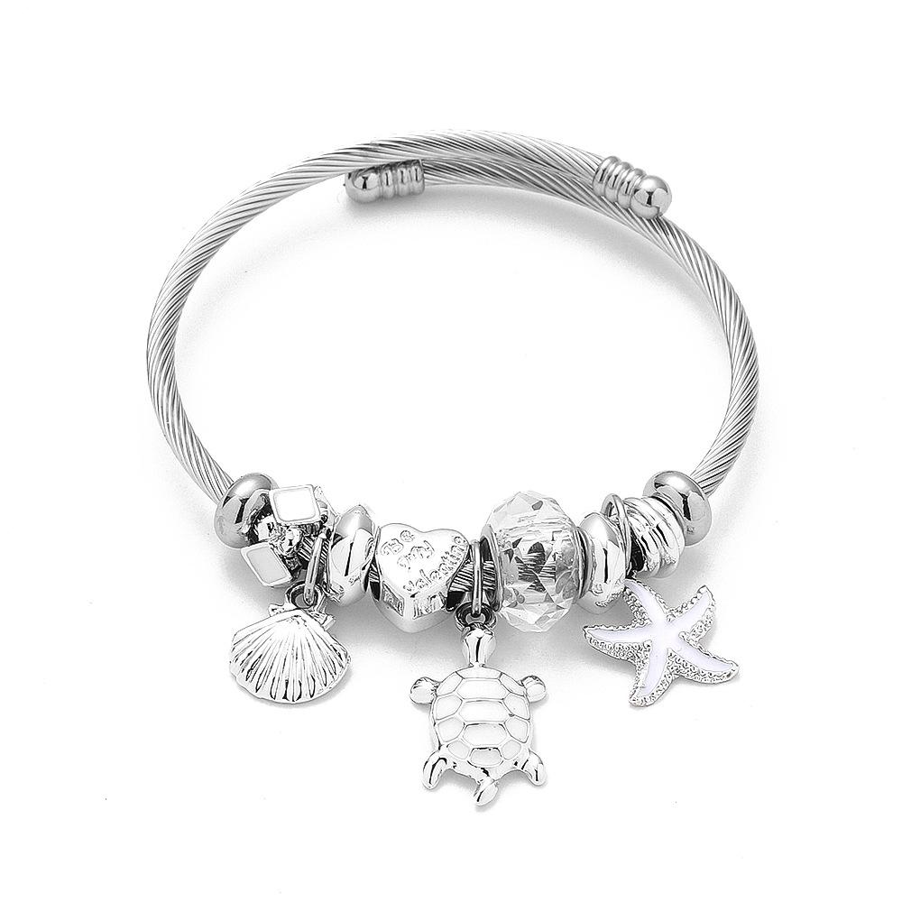 Stainless steel natural color opening adjustable bracelet women's personality simple jewelry new