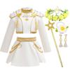 Nuovo Carnevale di Halloween Tema Festa Ragazze Cosplay Moda Carino Bianco Maniche Lunghe Vestito + Set di Accessori 3-10 Anni