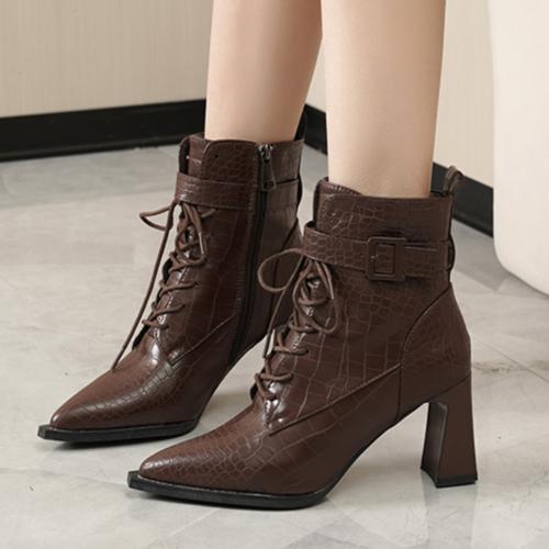 Serpentine High Heels Ankle Women Boots Sexy Pointed Toe Shoes Elegant Office Shoes 2025 Trend Casual Shoes Chelsea Botas Mujer